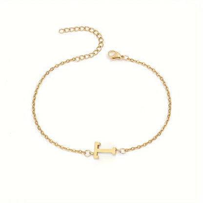Letter Initial Bead Bracelet Thin Chain Minimalist Elegant