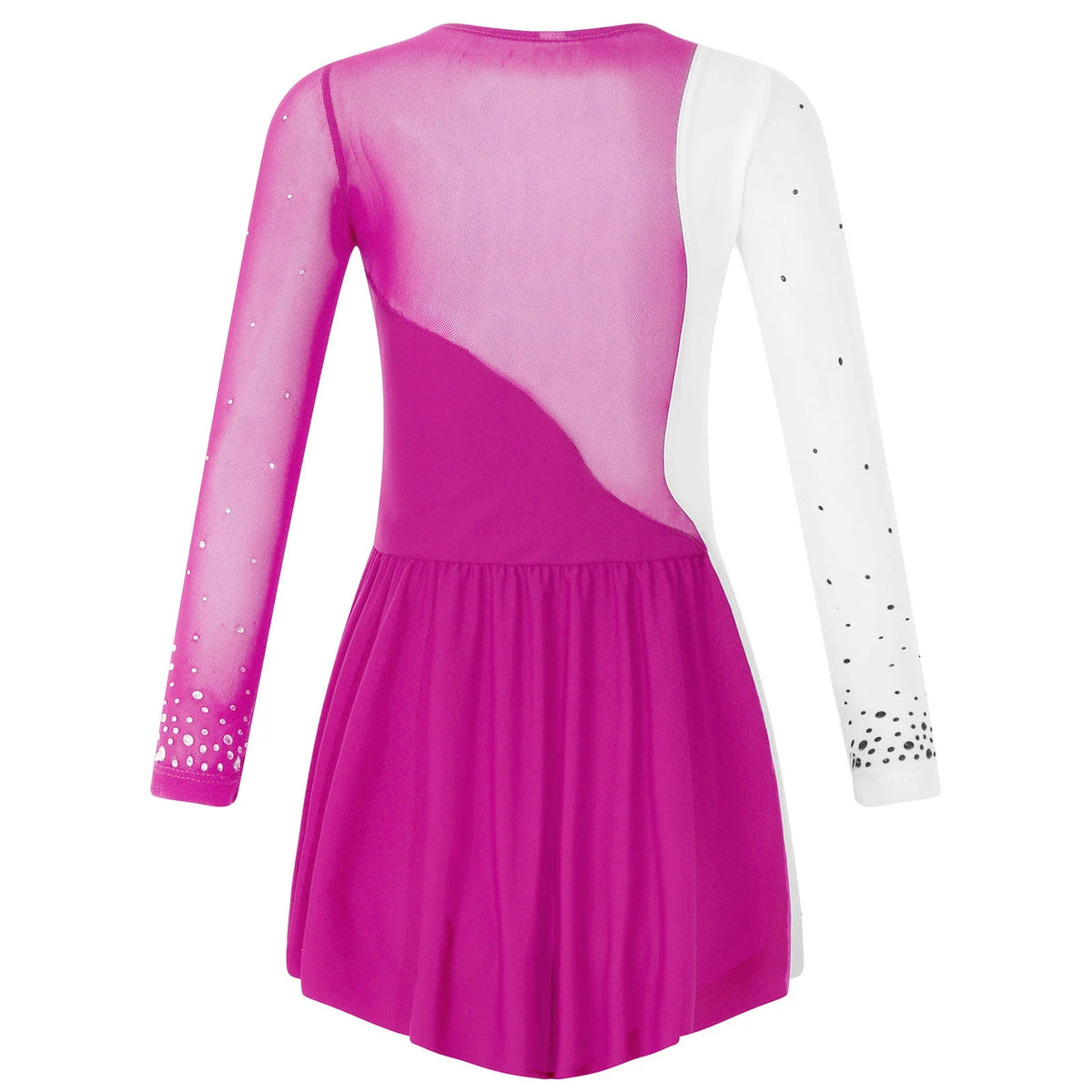 long sleeve rhinestone accents, jersey, dance performance costume – Stretchy girls figure skating dress
