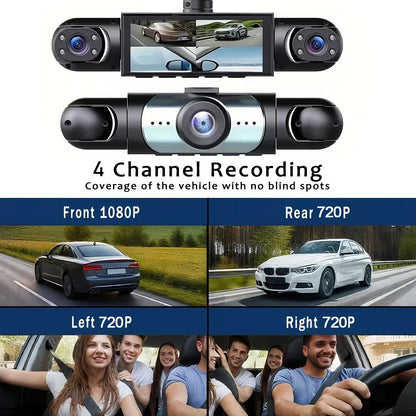 Front/Rear/Inside Cameras, Full HD 1080p Night Vision, Loop Recording Fall 2026 – Dash Cam 4 Channel Car DVR