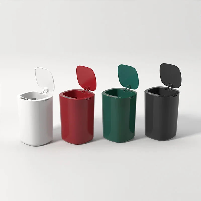 Smart Sensor Trash Bin With Flip Lid For Household Touchless