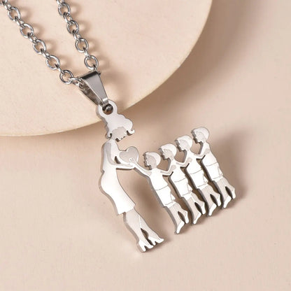 Mother's Day Gift Children Family Stainless Steel Jewelry – Silver Stainless Steel Mother & Kids Pendant Necklace