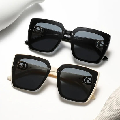 Frame Large Square Sunglasses Women Designer UV400 Travel Eyewear Outdoor Fashion
