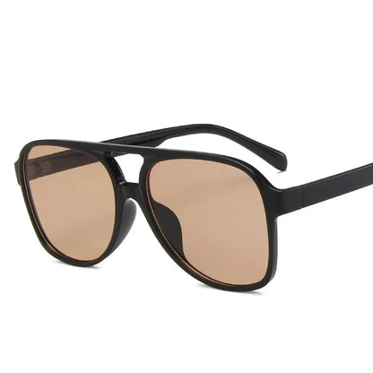 Oversized Vintage Sunglasses Women Retro Big Frame Square Glasses with Pouch Black Yellow