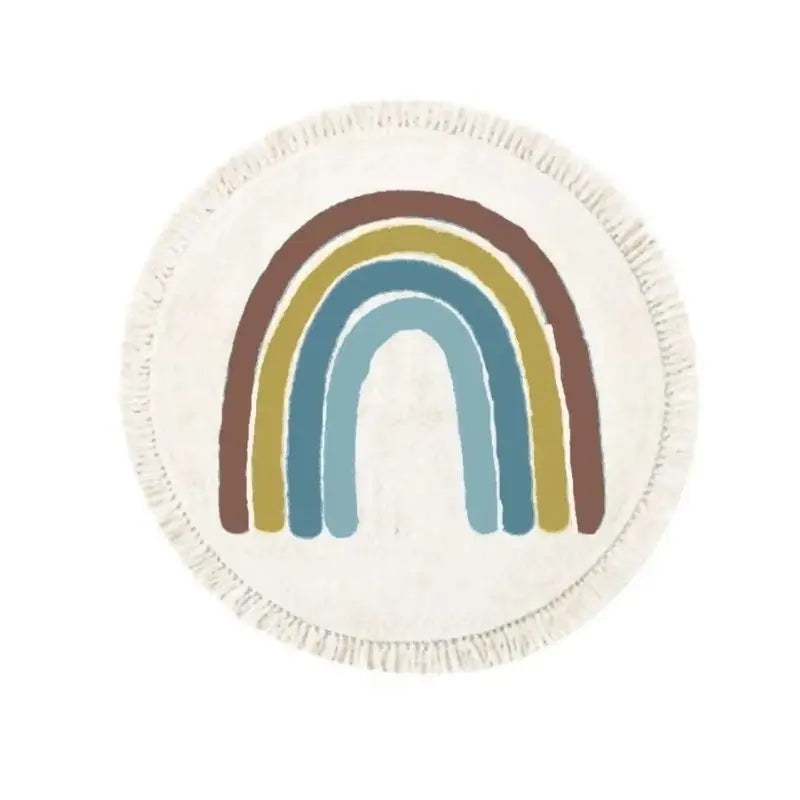 Round Fluffy Rug Tassel Nursery Play Mat Cozy Fall 2025 Plush Circle Bedroom Rug Plush Play Surface