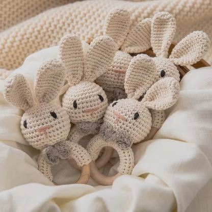 Crochet Baby Rattle Bunny Teether Newborn Sensory Toys