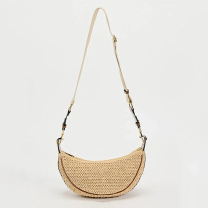 hobo style, crossbody, for beach & summer – Light women's woven straw shoulder bag