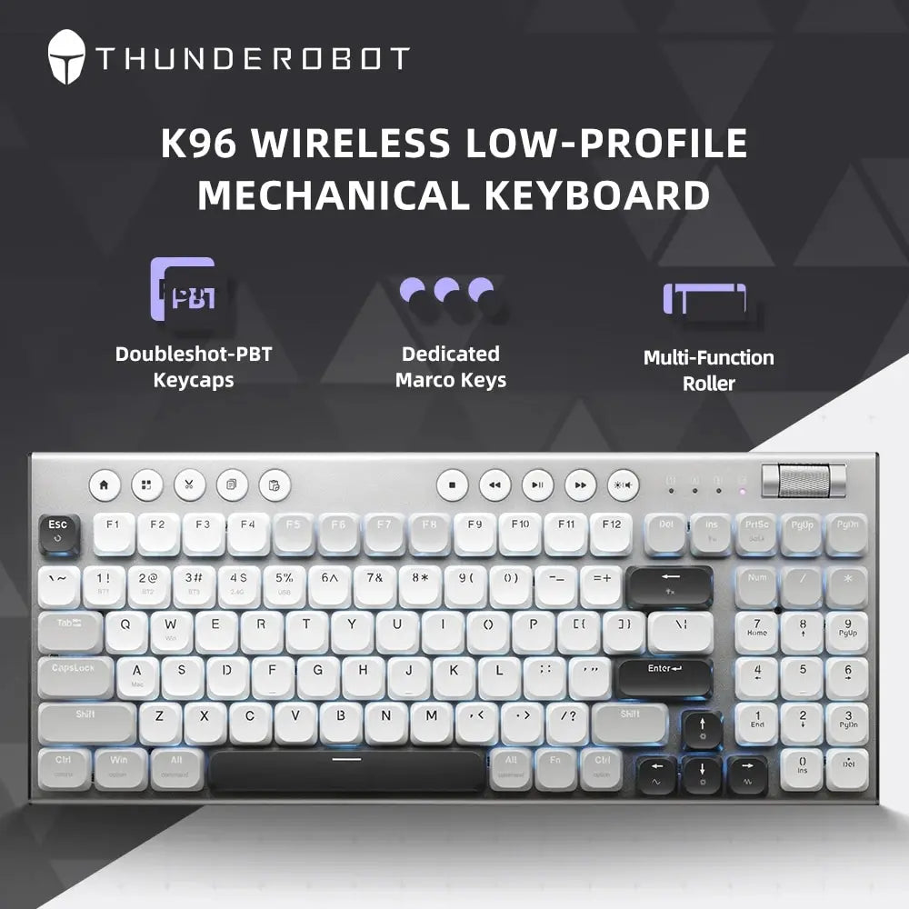 Cordless Low Profile Mechanical Keyboard 98 Keys PBT