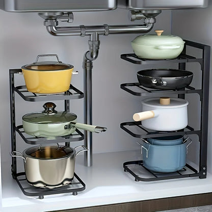 Flexible Pot Rack Stainless Steel Multi Layer Organizer