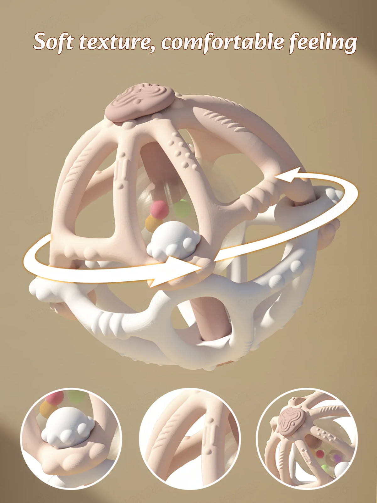 Teether Silicone Rattle Orb Montessori Newborn Sensory Toys