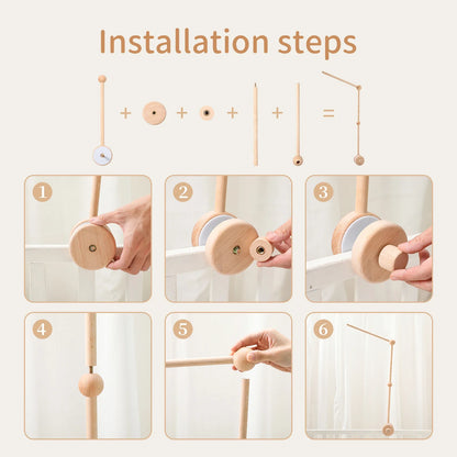 Crib Baby Mobile Wooden Nursery Newborn Sensory Toys