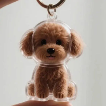 Hair Dog Keepsake Keychain Pendant Clear Resin Charm