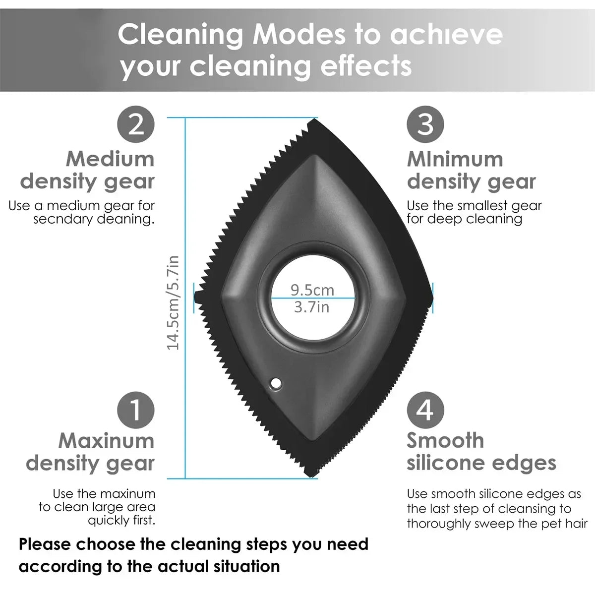 Reusable Pet Hair Remover Comb Brush for Dogs & Cats - 4 Cleaning Modes, Multi-Surface Grooming Device