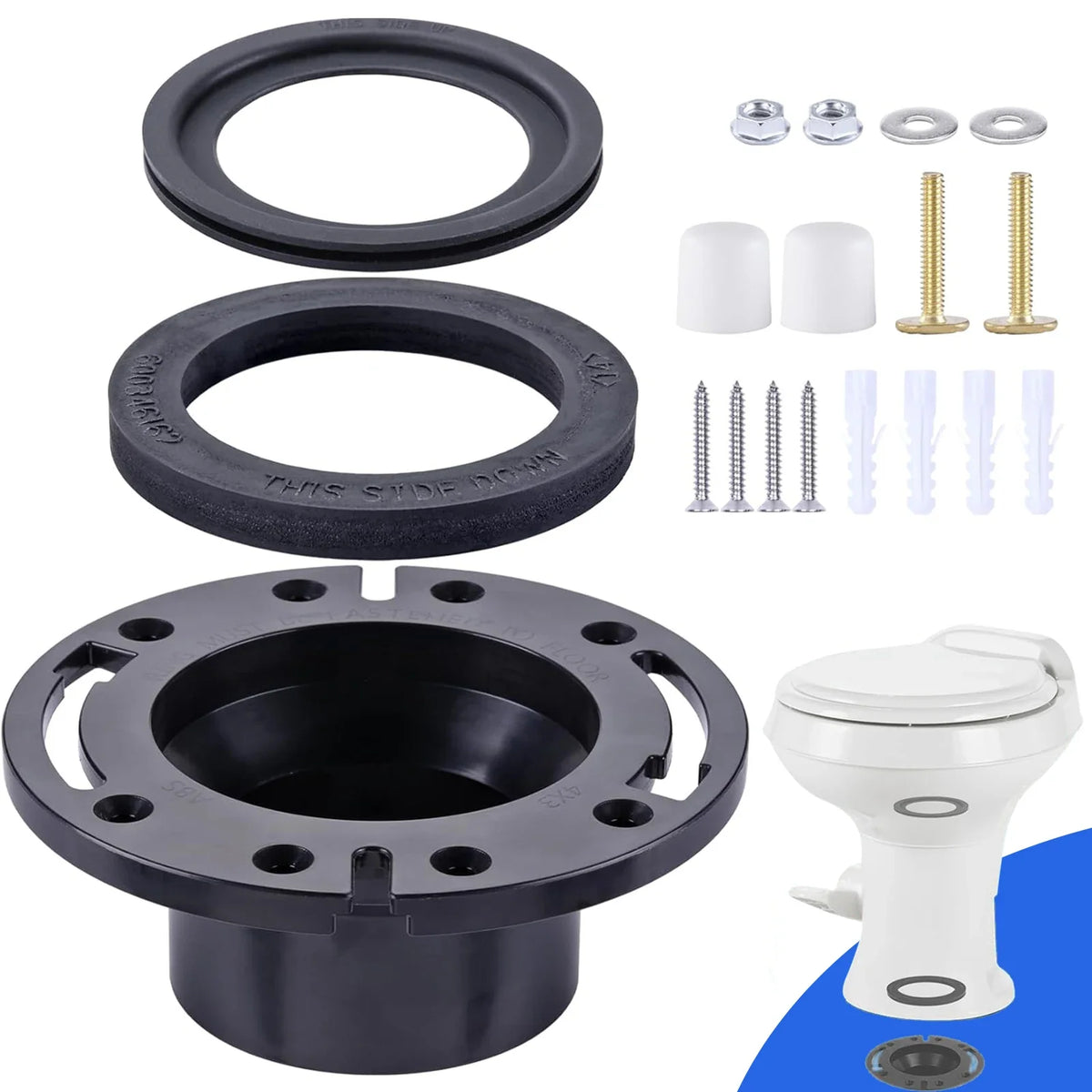 RV Toilet Seal Kit 3-Inch Flange Replacement for 300/310/320 RV Toilets Fall 2026 Simple Install Sturdy ABS