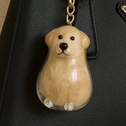 Hair Dog Keepsake Keychain Pendant Clear Resin Charm