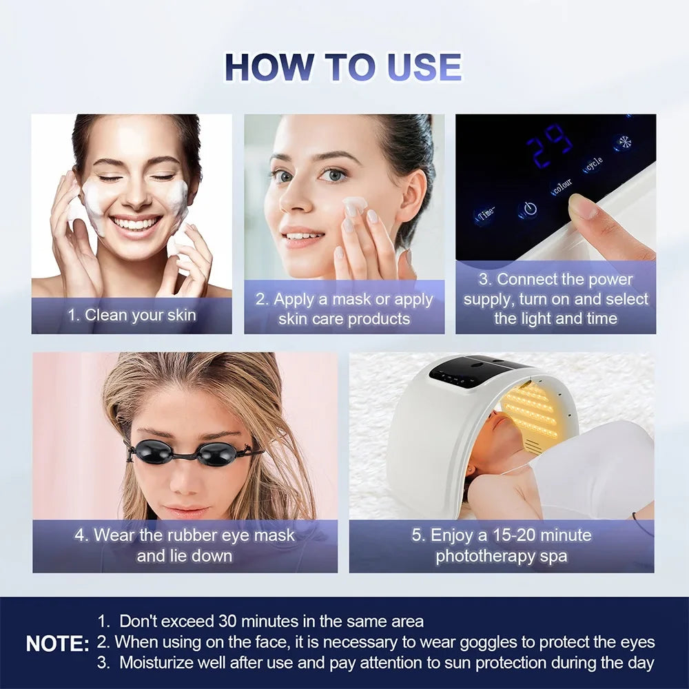 7-Color LED Photon Face Mask & Nano Spray Machine - Skin Rejuvenation Anti-Aging Household Therapy