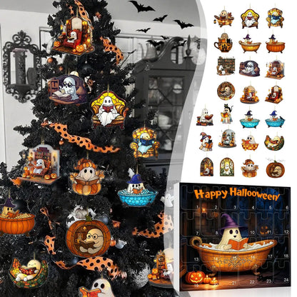 Countdown Halloween Calendar 24 Acrylic Ghosts Decor