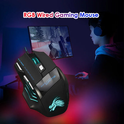 Usb Wired Gaming Mouse 7 Button Backlit Comfort-Grip Comfort