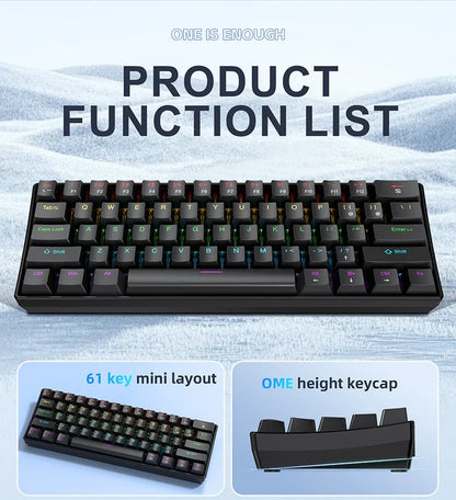 60 Percent Mechanical Mini Keyboard Wired RGB Travel-Friendly