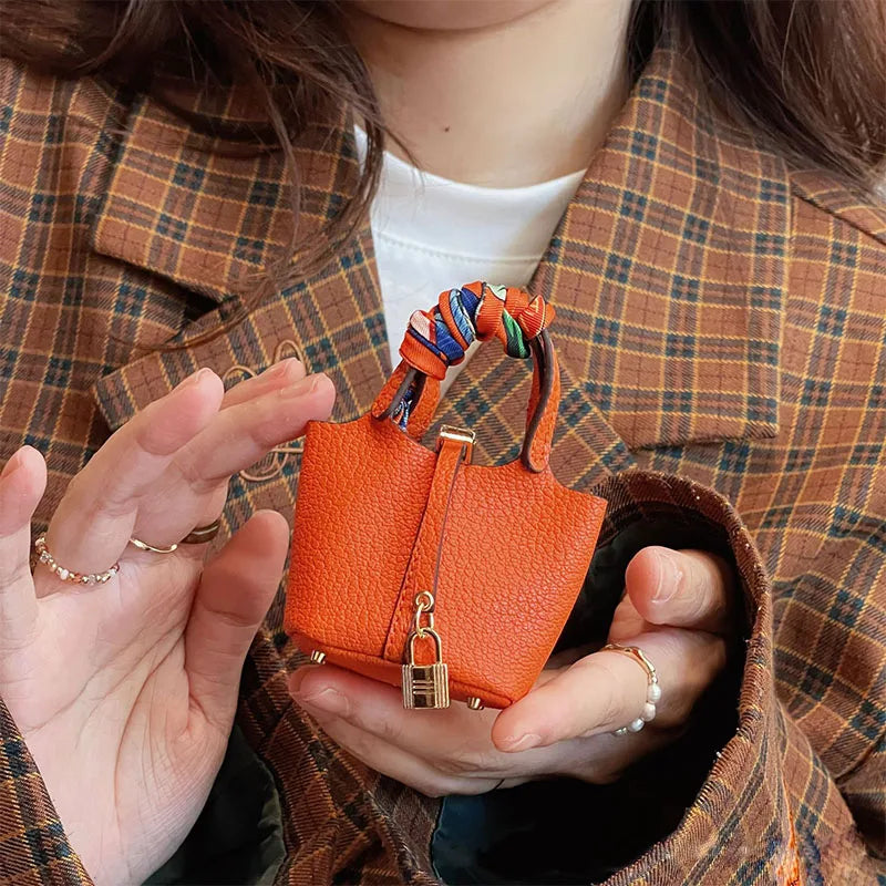 Free 1+1 Birkin Inspired Mini Hand Bag - Basket Bag Charm
