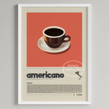 Wall Coffee Art Six Panel Minimalist Kitchen Cafe Decor