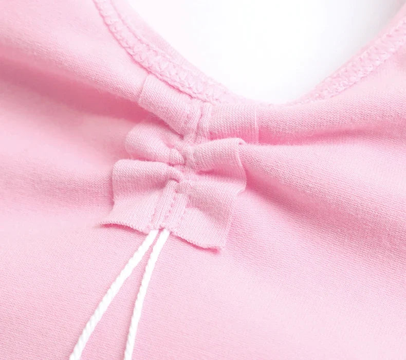 Long Sleeve, Chest-Drawstring, Cotton, For Dance Class – Plush Girls Ballet Leotard