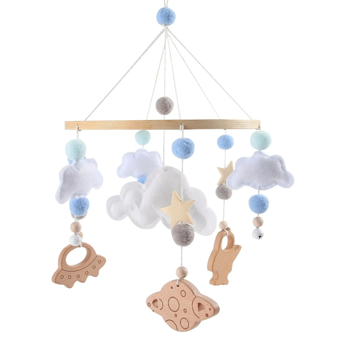 Mobile Baby Wooden Crib Hanging Toy Newborn Nursery Fall 2025 Soothing Music Developmental Gift