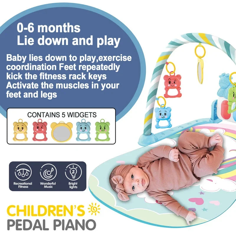 Play Baby Gym Piano Activity Mat With Hanging Toys Newborn Early Education Fall 2025 Sensory Motor Skill Gift