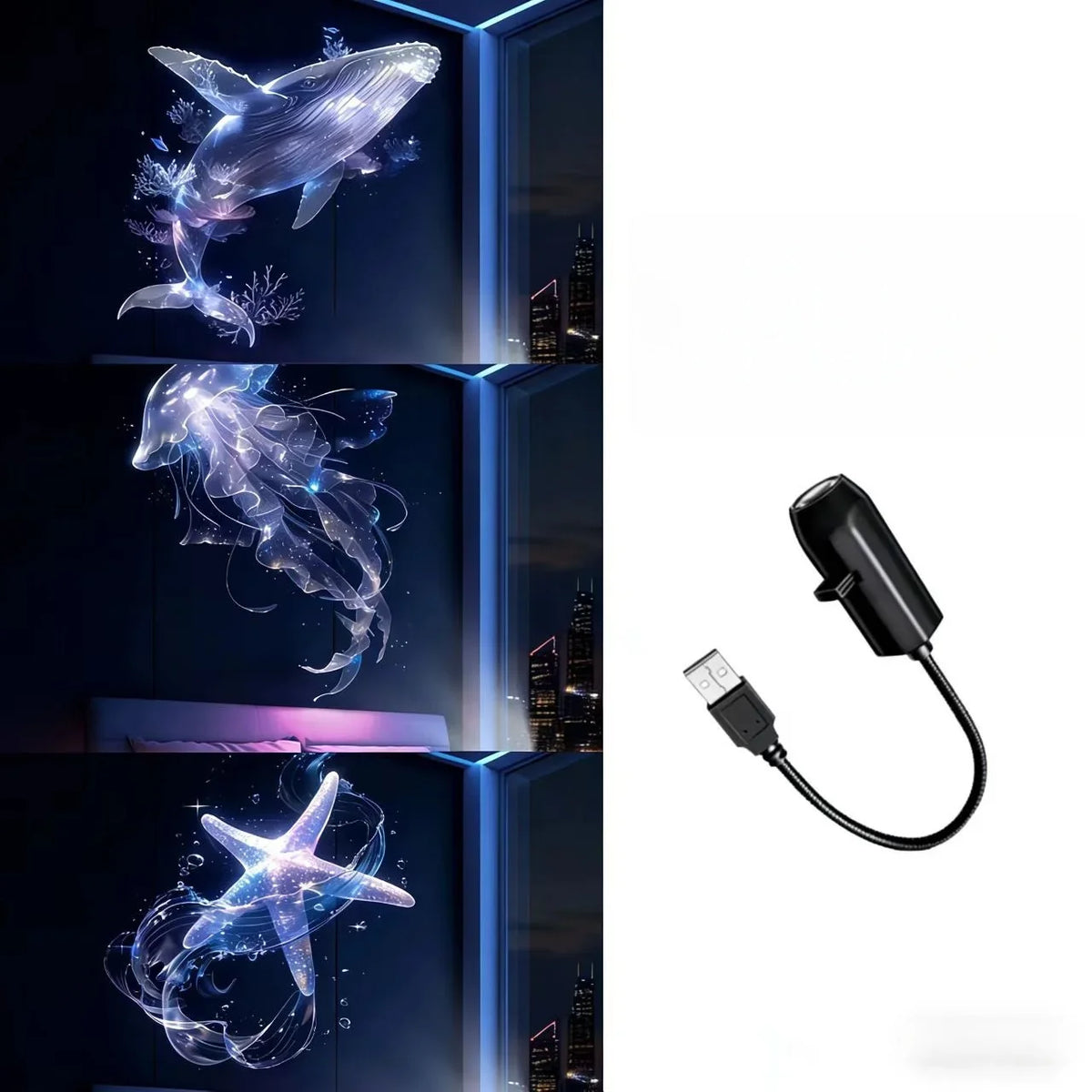 USB LED Projector Light Ocean Creature Projections Night Light Projection Patterns Kids Gift 2026 Festival Decor