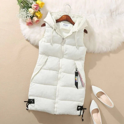 Long Quilted, Cotton Shell – Warm Cozy Women’s Puffer Vest