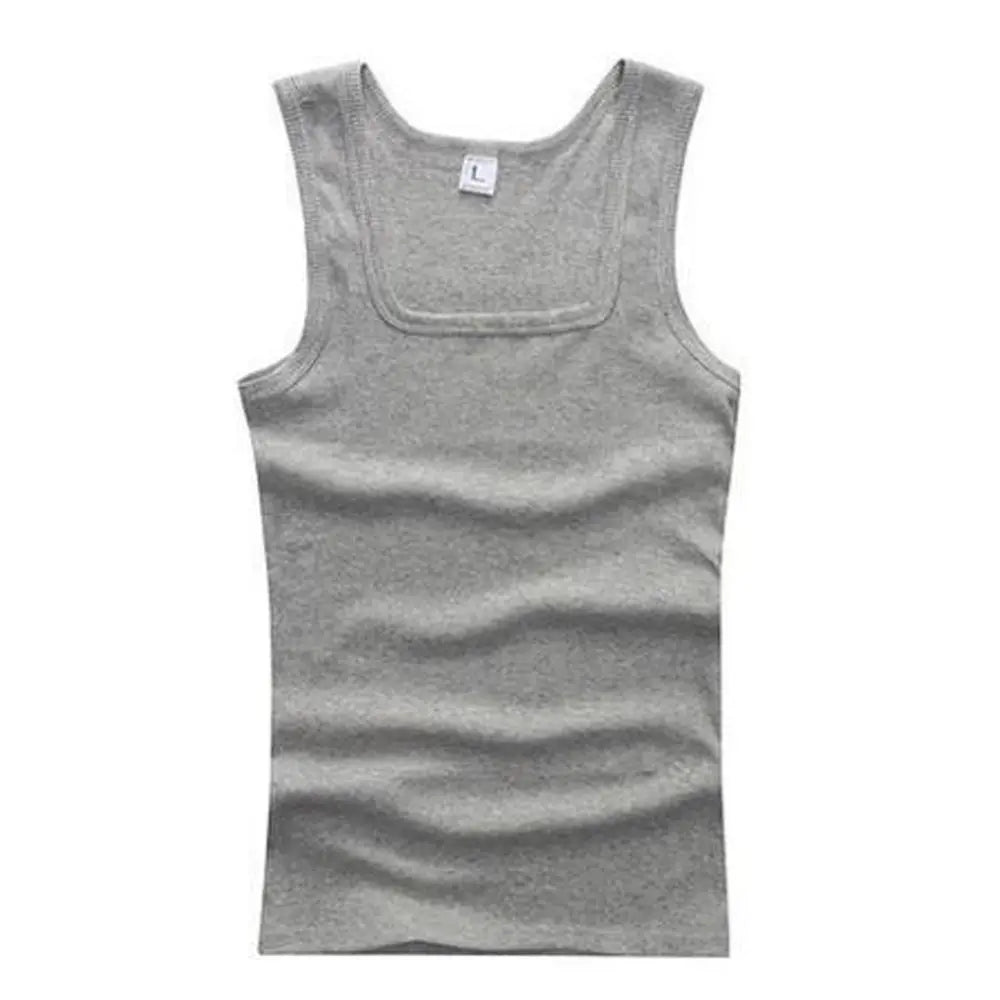 slash neck, casual fit, solid, summer knit vest – Breathable men's cotton tank top
