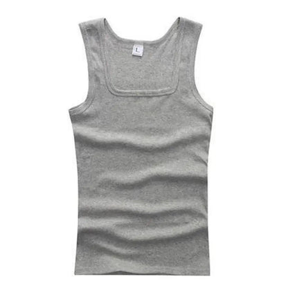 slash neck, casual fit, solid, summer knit vest – Breathable men's cotton tank top