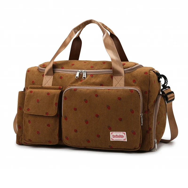 Travel Corduroy Tote Bag Large Capacity Carry On With Shoe Compartment Summer Travel 2026 Duffle