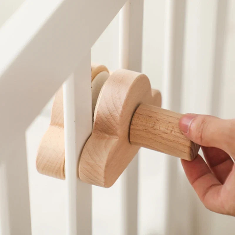 Crib Wooden Mobile Bracket Newborn Sensory Toys Soothing