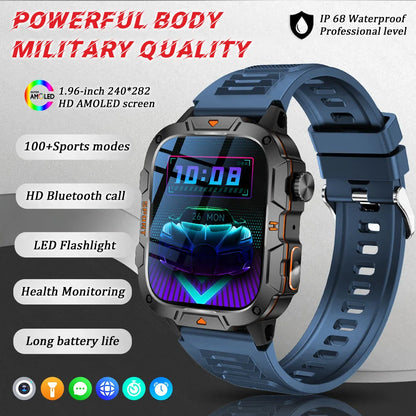 1.96 Inch AMOLED Display, 5ATM Water-Resistant, Bluetooth Call Fitness Tracker, Fall 2025 – Smartwatch Rugged Military Grade