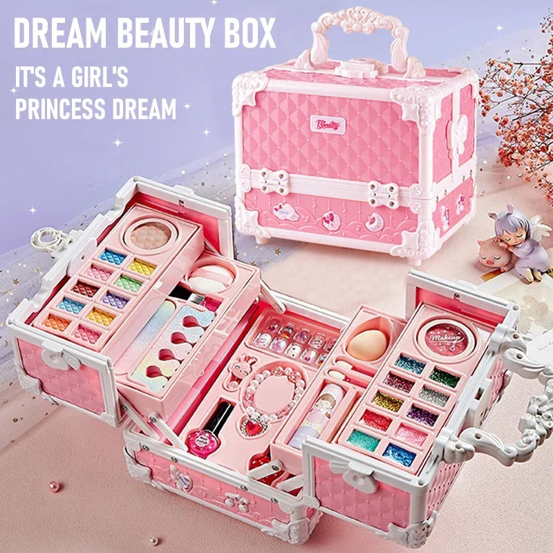 Kids2025 Edition Makeup Kit 49 Pcs Washable Cosmetic Case, Girls Toy Spa Kit, Birthday Gift, Back To School