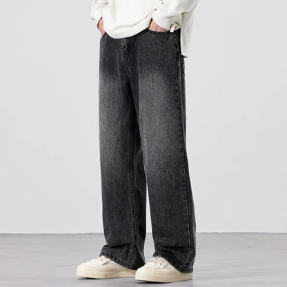 Men's Stretchy Jeans - Baggy Straight Flare, Denim Casual