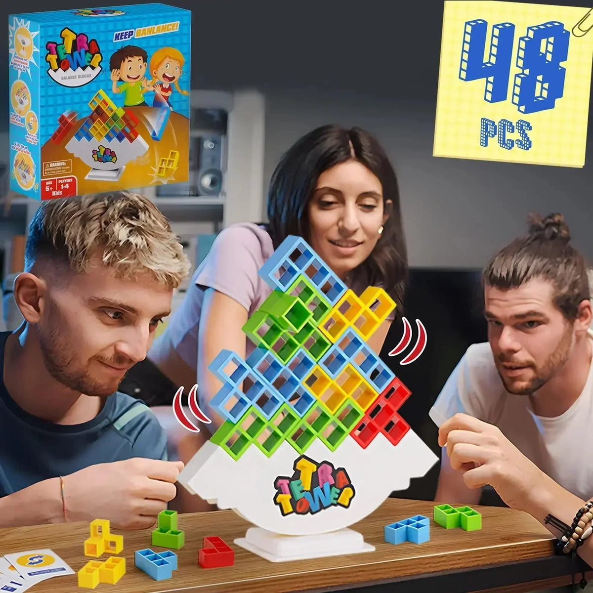 Colorful Balance Stacking Game - Fun Tetra Tower Puzzle for Kids & Adults, Great for Family Game Night & Gifts