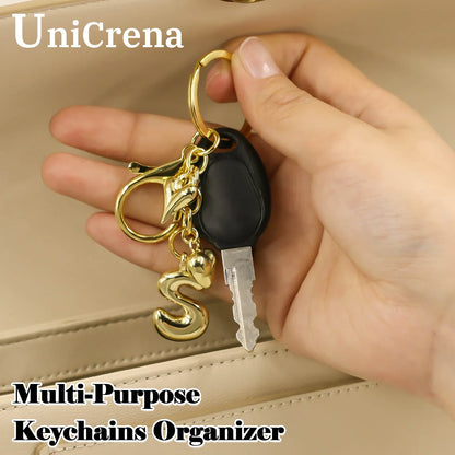 Keychain Personalized Gold Bubble Letter Bag Charm Gift