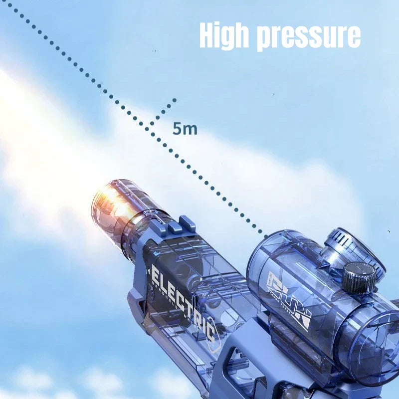 Motor-Driven Water Gun Self-Priming Pulse Blaster Kids Toy Summer 2025 Large Capacity Tank LED Lights