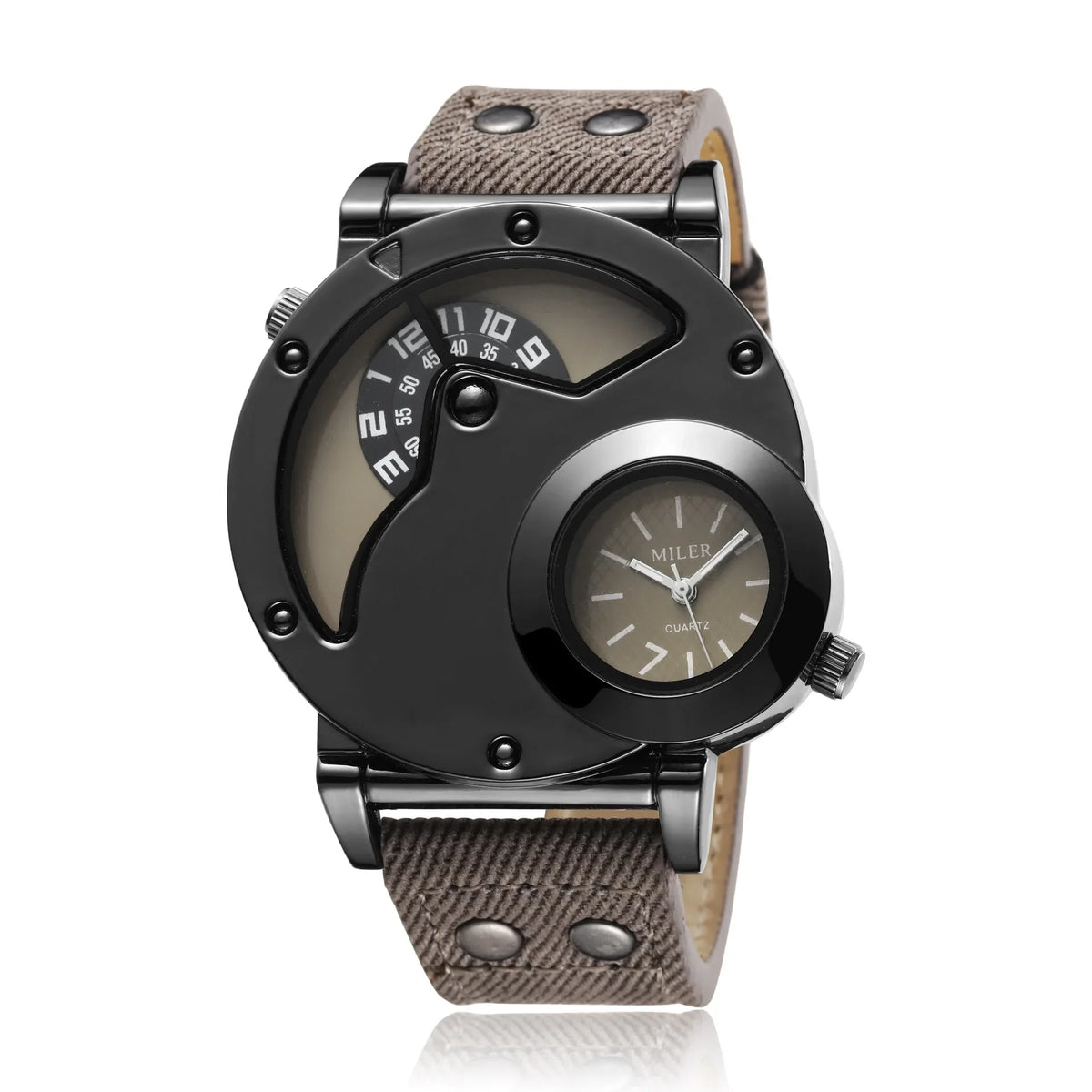 Sport Quartz Watch With Fabric Strap Irregular Alloy Case