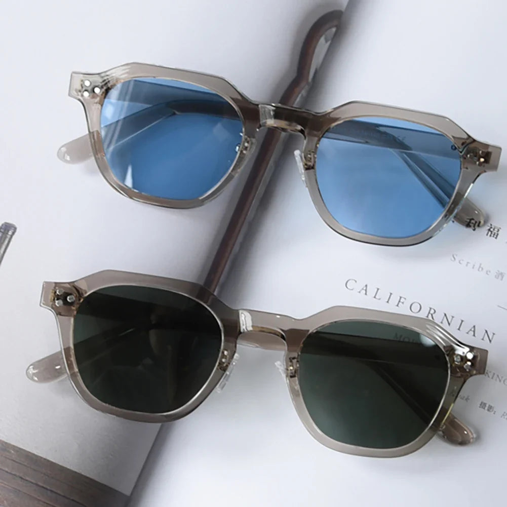 Style Korean Retro Sunglasses for Women TR90 Polygon Polarized UV400 Green Brown 2025 Summer