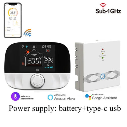 Smart Thermostat Cordless RF433 Floor Heating Control For Gas Boiler Tuya App USB Powered Fall 2025 Energy Saving