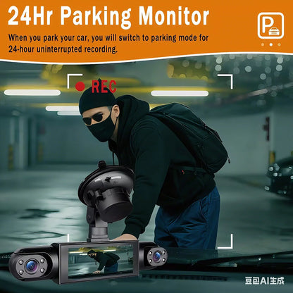 Front/Rear/Inside Cameras, Full HD 1080p Night Vision, Loop Recording Fall 2026 – Dash Cam 4 Channel Car DVR