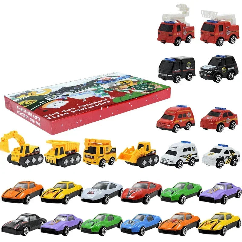 Calendar Advent Car Toys Box Kids 24 Day Christmas Gift