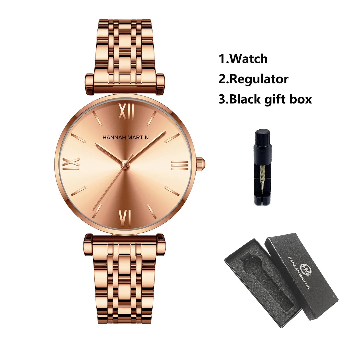 women's Timeless rose gold quartz wristwatch - stainless steel water-resistant minimalist round dial