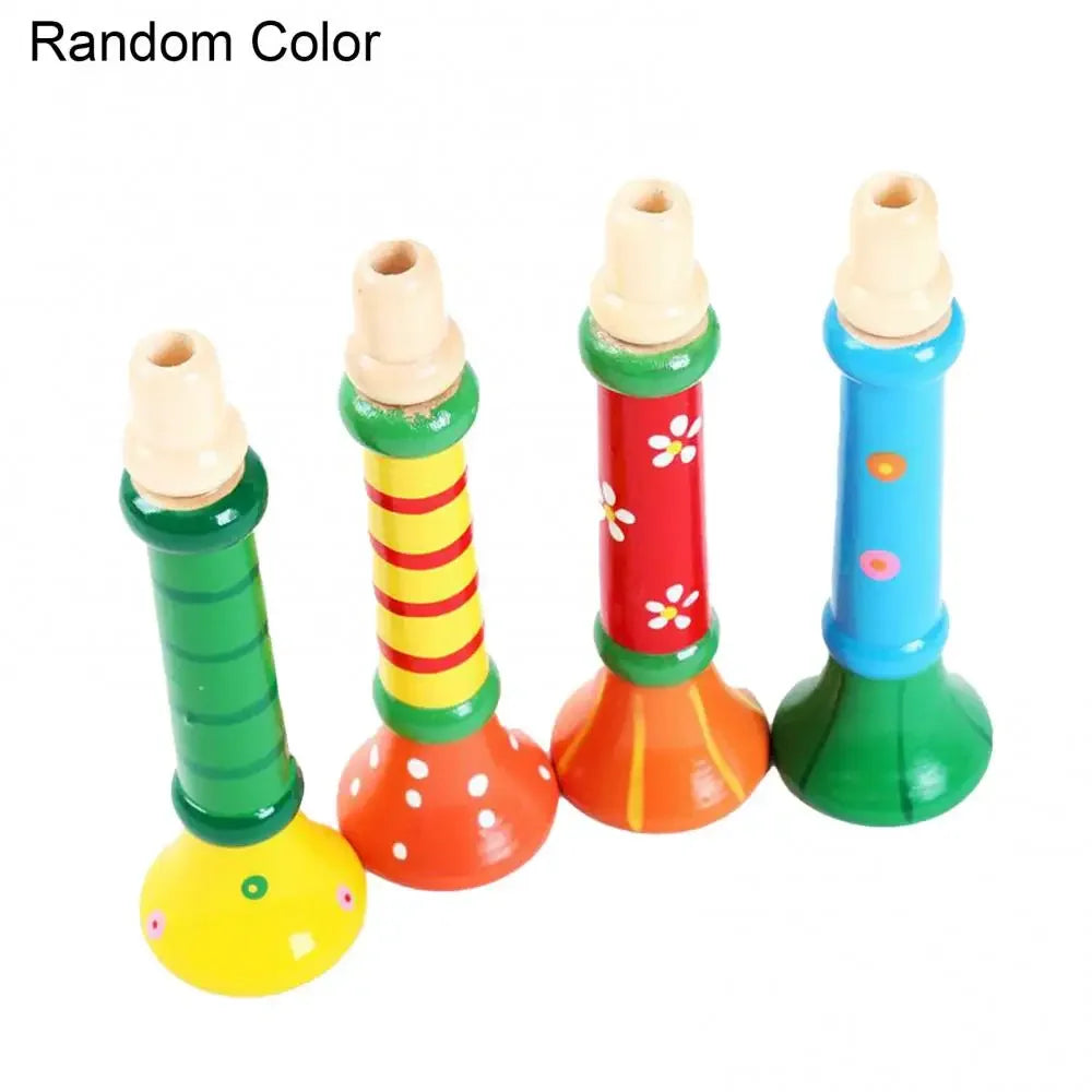 Trumpet Wooden Toy Horn Whistle - Musical Instrument for Kids, Early Educational Montessori Sound Training