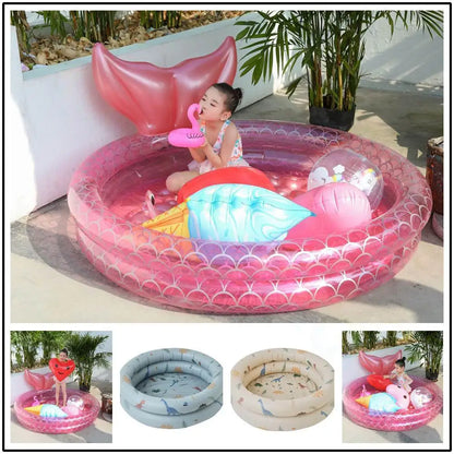 Inflatable Mermaid and Dinosaur Swimming Pool for Kids, Sturdy PVC, Multiple Sizes 90CM-150CM, Fun Outdoor Summer Activity