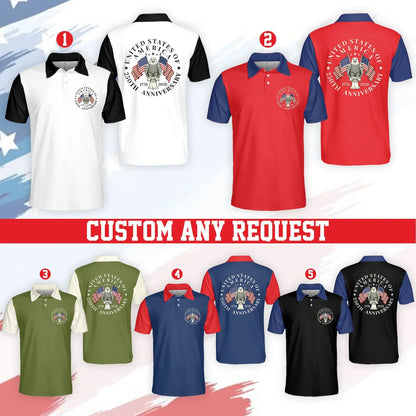 men's Breathable golf polo shirt - short sleeve, cotton blend, for patriotic events
