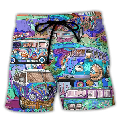 Variant image for Trendy Swim Shorts for Men with Graffiti Print, Lightweight Quick-Drying Fabric, Adjustable Fit, Perfect for Summer Activities-9
