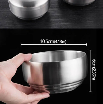 Steel Stainless Double Layer Rice Bowl With Lid Insulated